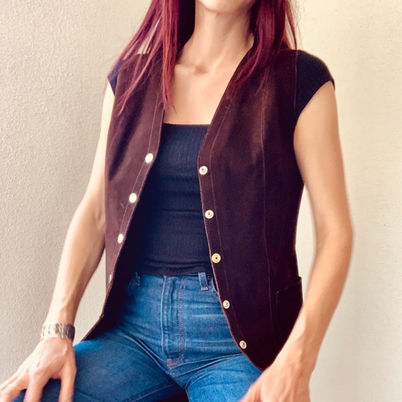 Vintage Brown Suede Vest - Picture 2 of 8